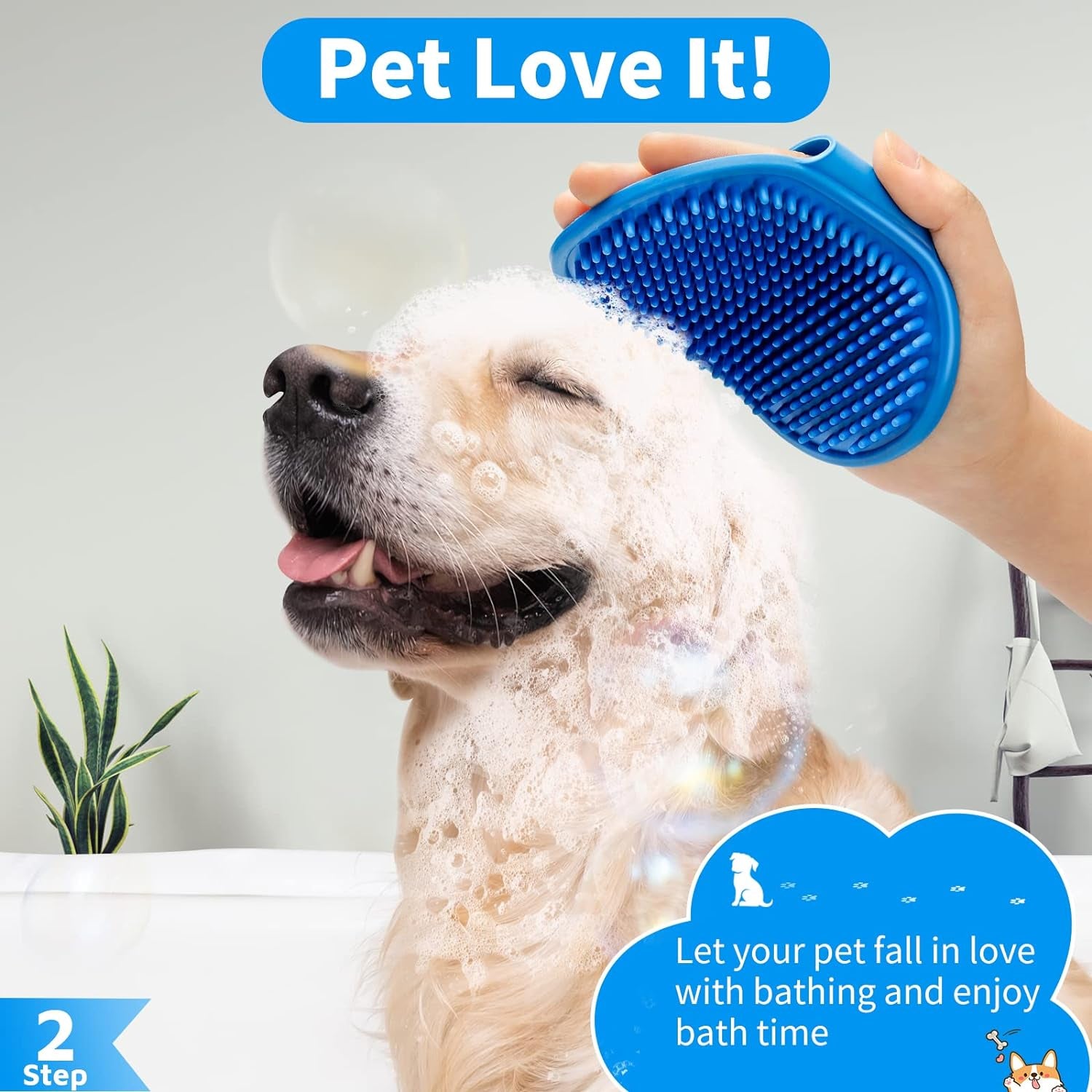 Dog Bath Brush & Shampoo Scrubber – Silicone Grooming Brush