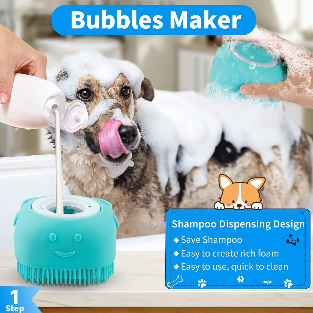 Dog Bath Brush & Shampoo Scrubber – Silicone Grooming Brush