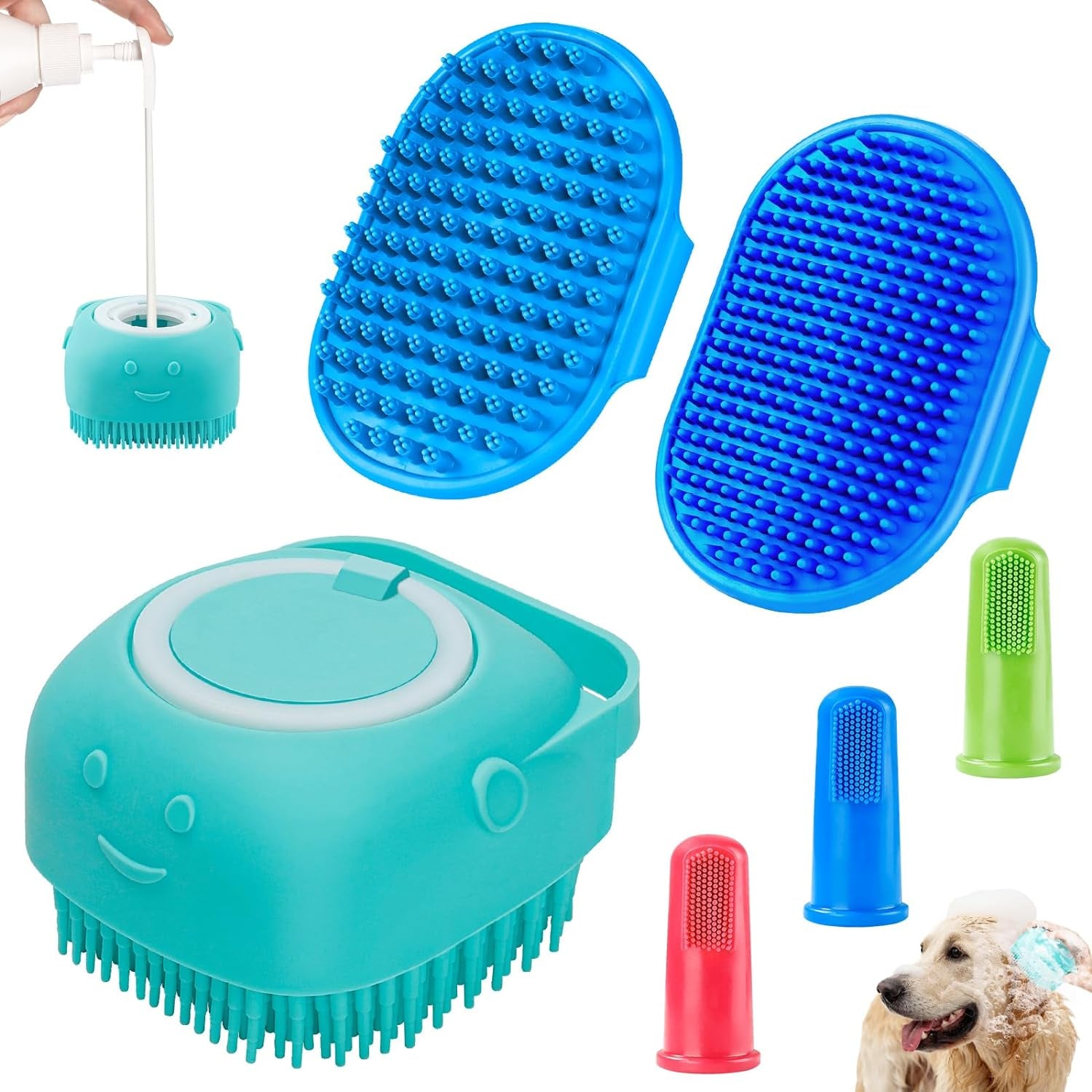 Dog Bath Brush & Shampoo Scrubber – Silicone Grooming Brush